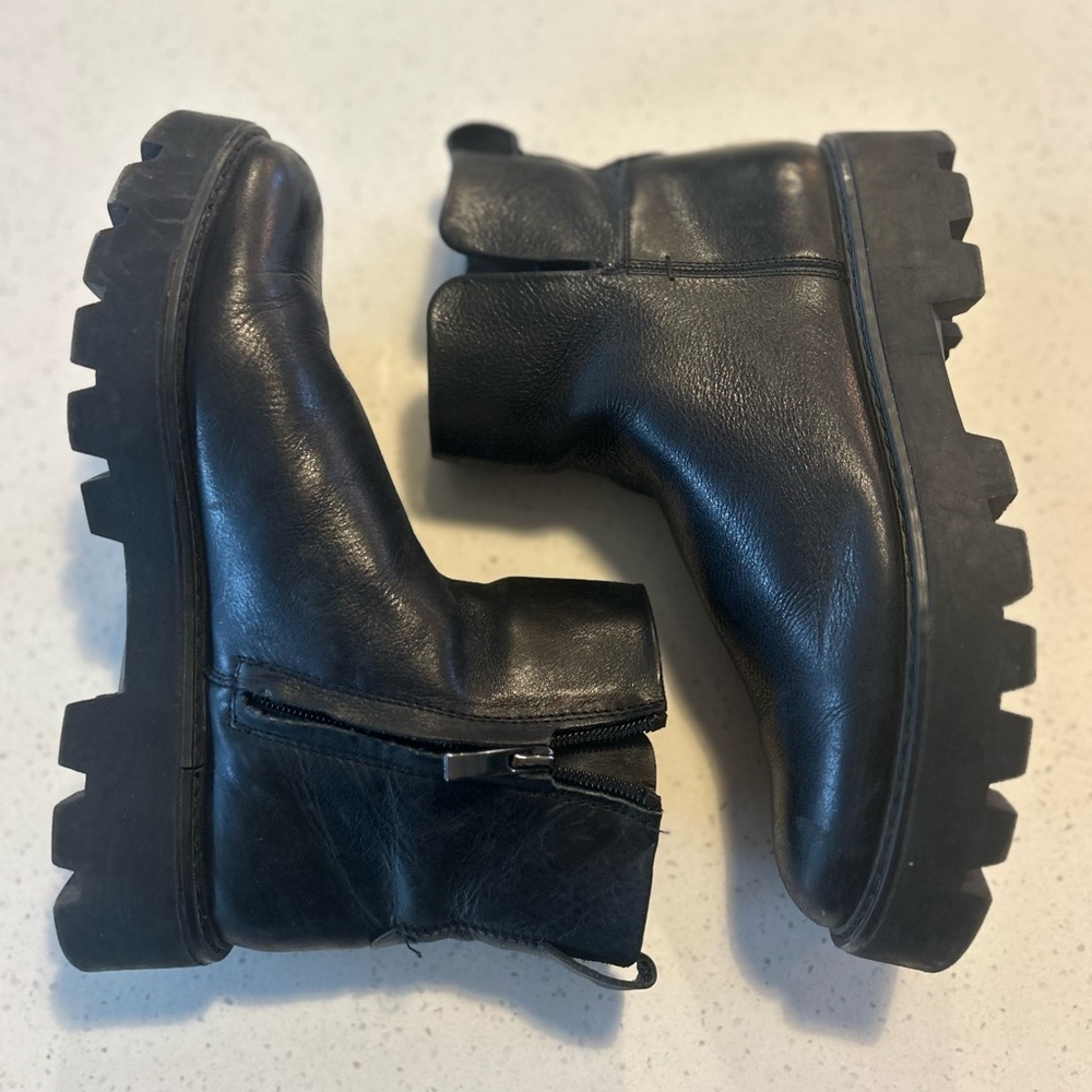 Franco Sarto Black Leather Billie Ankle Boots